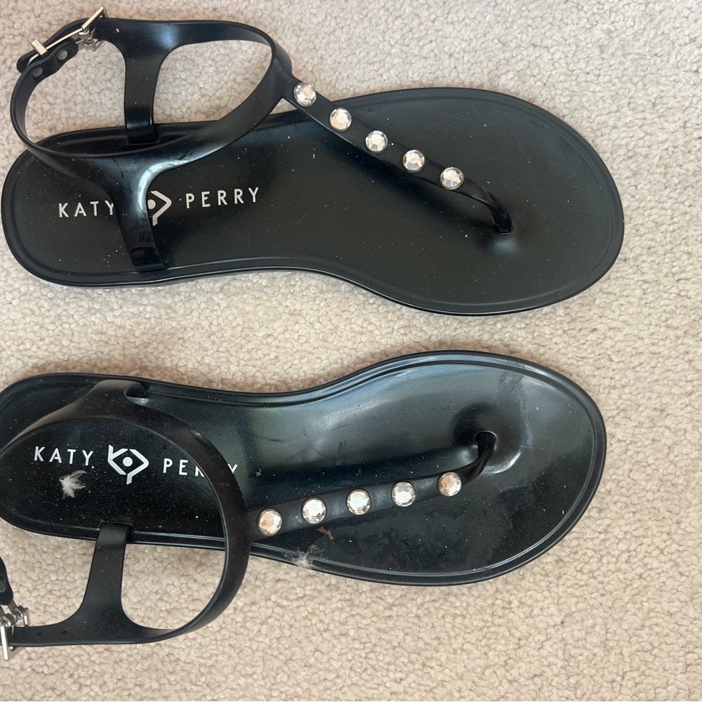 Katy Perry Collections size 8 Black Sandals with Crystal Accents